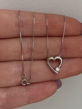 14k Certified Diamond Heart Pendant Necklace White Gold